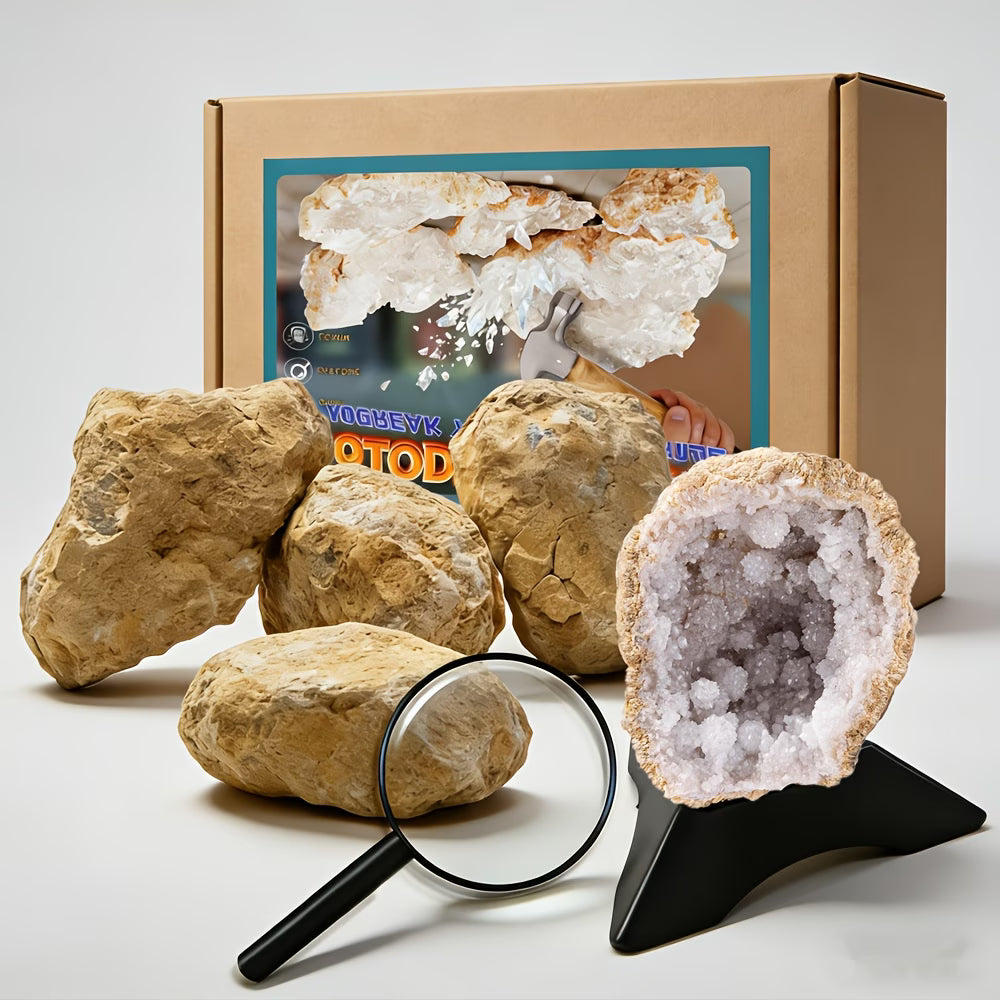 Kit Geode Surprise - Sparge Piatra și Descoperă Cristale Naturale de Cuarț