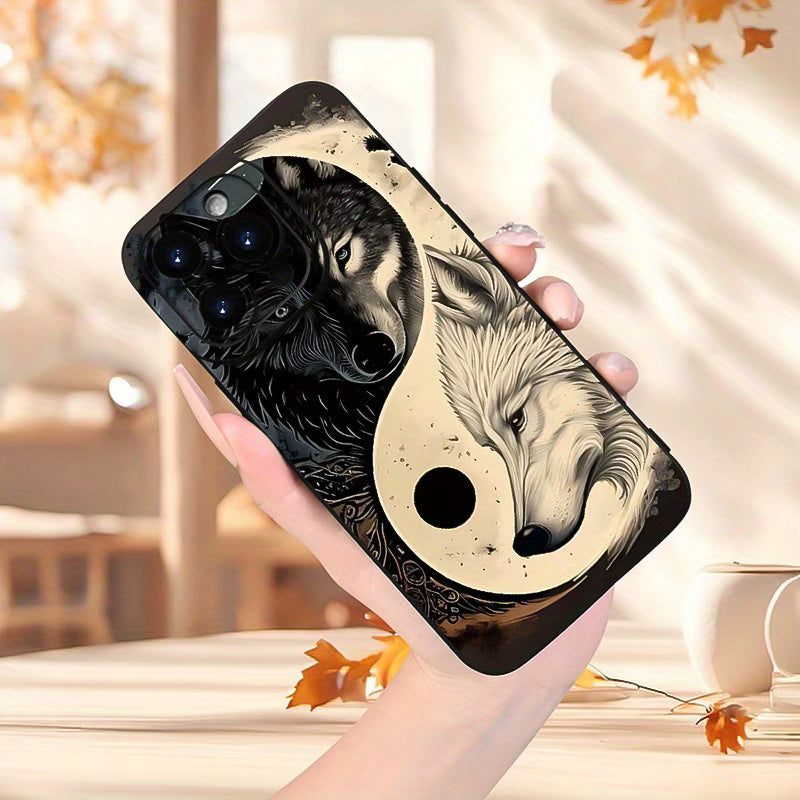 Husă de telefon cu ochi de lup Yin Yang alb-negru, potrivită pentru Apple iPhone