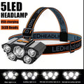 Lanternă Frontală LED Reîncărcabilă – 5 LED-uri, Încărcare USB, 3 Moduri de Iluminare