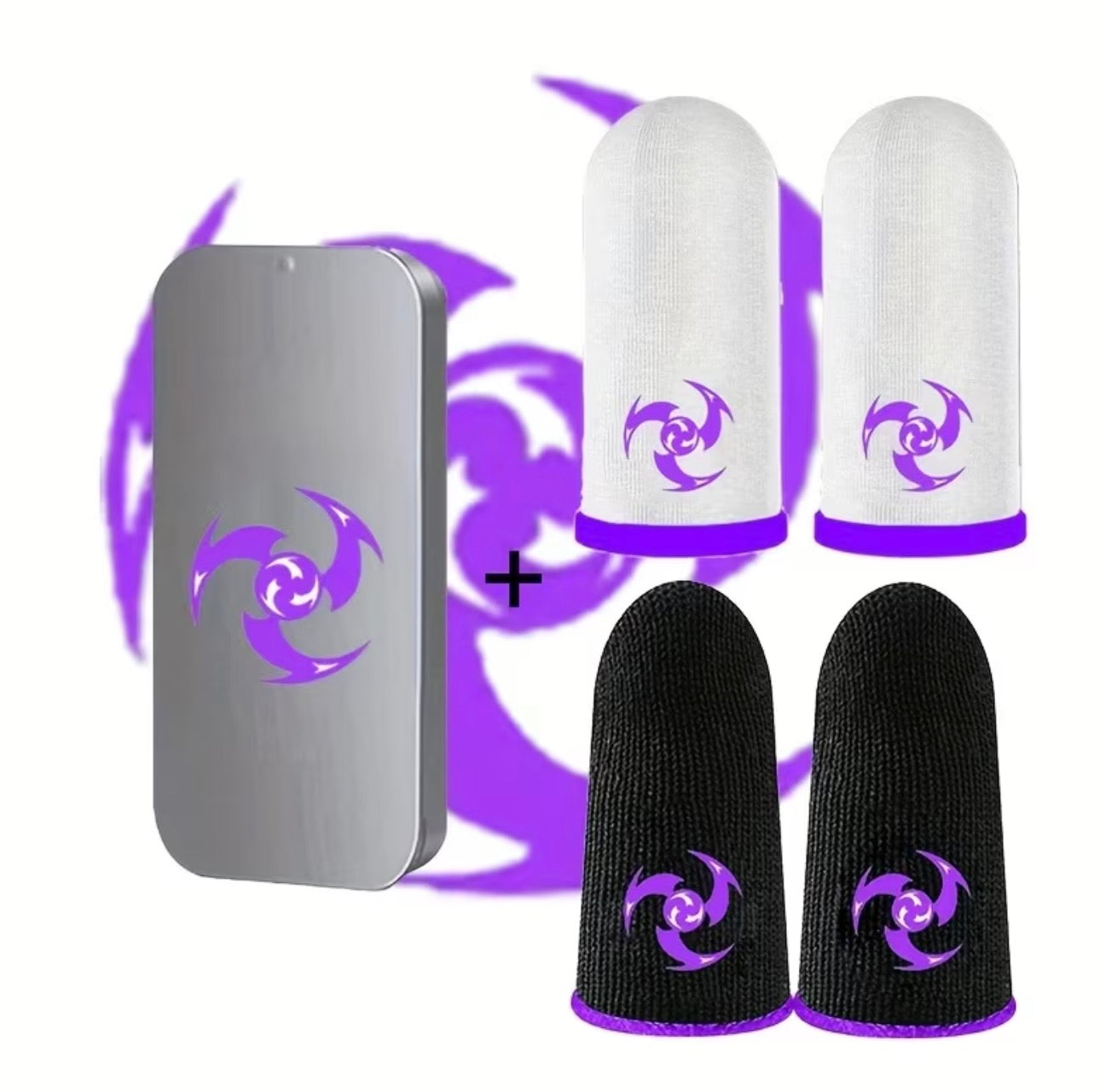 Set Gaming Mănuși Fibră de Sticlă – 2 Perechi (Alb + Negru) + Cutie Depozitare