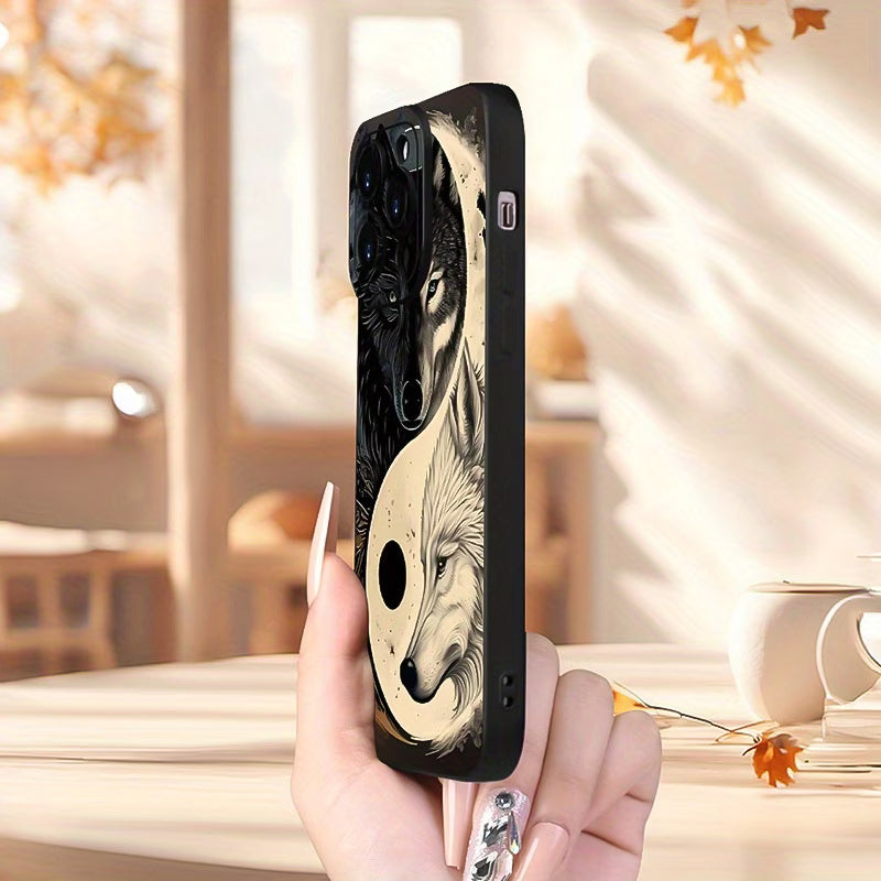 Husă de telefon cu ochi de lup Yin Yang alb-negru, potrivită pentru Apple iPhone