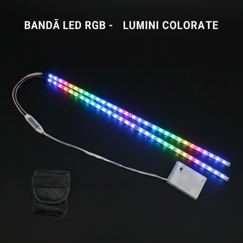 Bandă LED RGBIC pentru Bicicletă și Trotinetă – Lumini Colorate de Siguranță Nocturnă