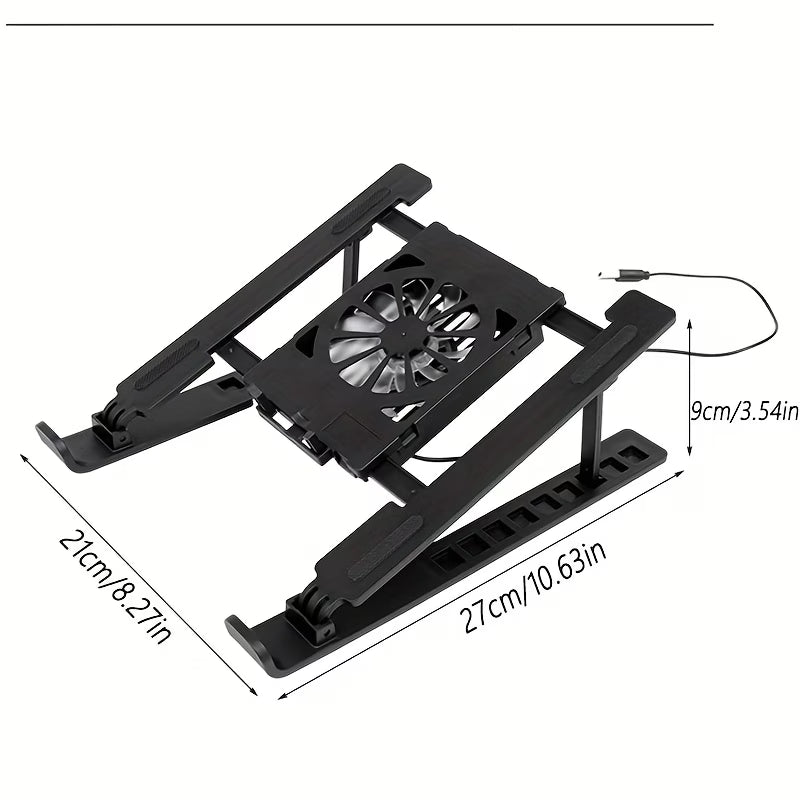 Suport Ergonomic Reglabil pentru Laptop și Tabletă – Stand Multi-Unghi cu Ventilator Silențios, Portabil, pentru Gaming, Streaming, Întâlniri Online și Birou Acasă